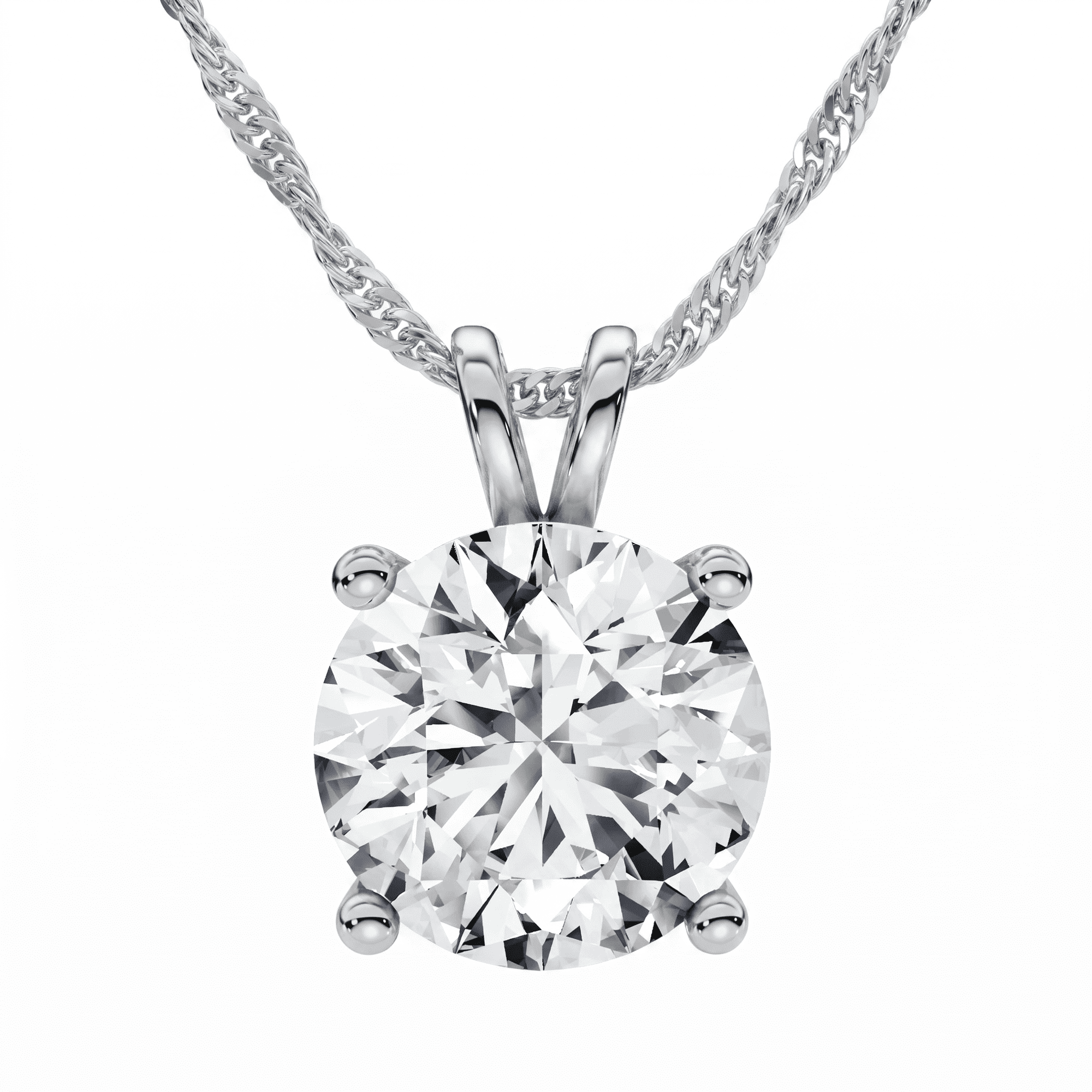 Pompeii Certified 3Ct Solitaire Round Diamond Pendant 14k Gold Necklace Lab Grown 18"