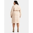thumbnail image 2 of Time and Tru Women's and Women's Plus Midi Shirtdress with Long Sleeves, Sizes XS-4X, 2 of 3