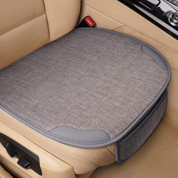 Cojín de asiento de coche Lino | Almohadilla transpirable Four Season para coche | 19.7x19.7 pulgadas Cómodo Duradero Gris Negro Beige Café Rosa | Funda de asiento de auto fácil de limpiar