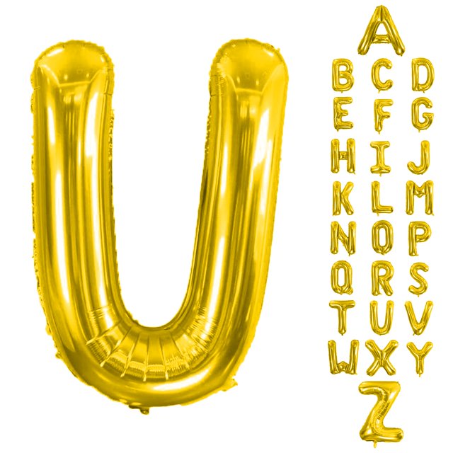 AOAOParty Globo de letra U de papel aluminio dorado de 40"