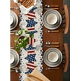 thumbnail image 2 of Table Runner Dresser Scarves 48 Inch Long, Memorial Day Patriotic Blue and Red Star Linen Dining Table Runners American Flag on Cotton Linen Tabletop Scarf for Wedding Holiday Party Kitchen, 2 of 7