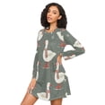 thumbnail image 3 of FORMRS Womens Long Sleeve Nightgowns Crew Neck Sleep Shirt Soft Pajamas Sizes S-3XL, Winter Goose, 3 of 8