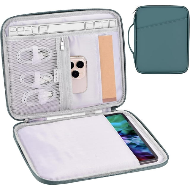 LAICAIW iPad Pro 12.9 Sleeve Carrying Case, Padded Protective Accessories Bag for Pad Pro 12.9 M2/M1/2018-2020, Surface Pro 9/8/X/7/6, 12.4\u201d Galaxy Tab S8/S7+ (PU-Teal Blue12.9)