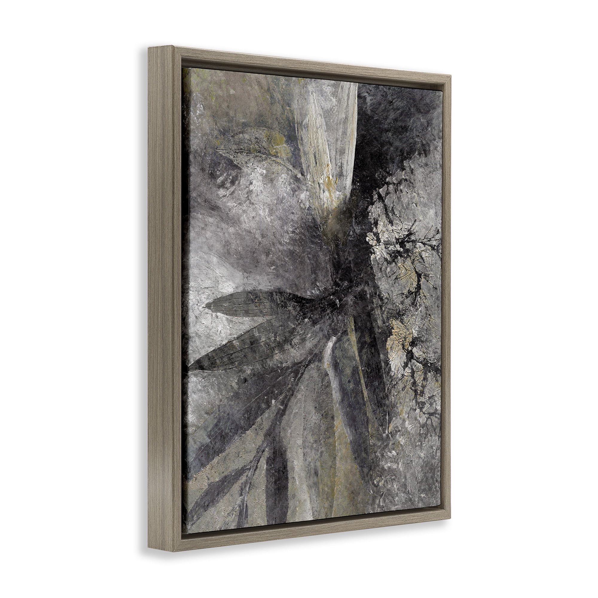 Stupell Industries Grey Abstract Botanical Abstract Painting Brown Floater Framed Canvas Art Print Wall Art, 25 x 31
