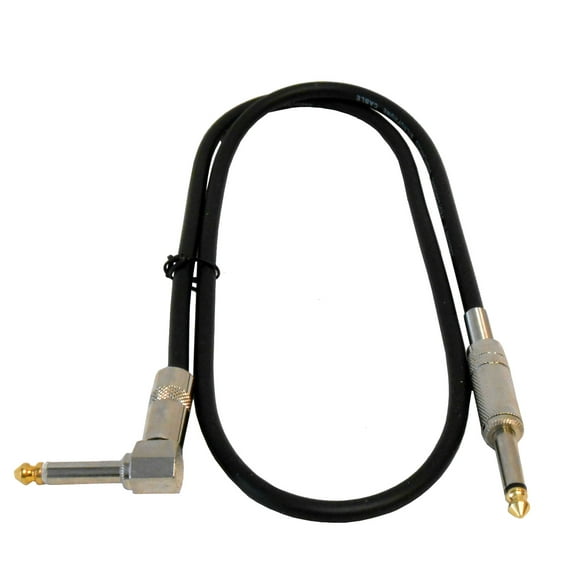 Audio2000'S ADC2029 1/4 Inch to 1/4 Inch 90 Degree Angle Microphone Cable, 3 Feet