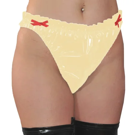 Bowknot Low Waist Briefs PVC Leather Basic Elastic Bodycon Panties Lingerie Cosplay Sexy Panties Clubwear
