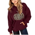 thumbnail image 4 of Coerni Girls Leopard Pumpkin Hoodie Trendy Oversized Pullover Long Sleeve Sweatshirt with Kangaroo Pocket Kids Fall Tops Halloween Clothes, 4 of 6
