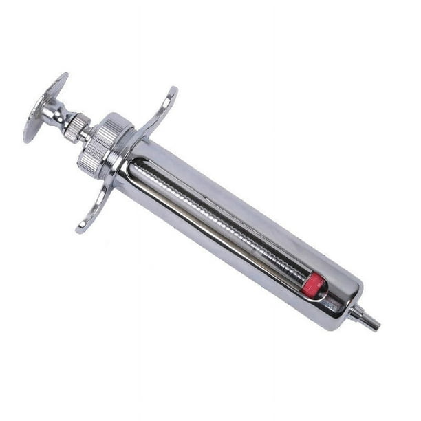 Jeringa veterinaria hipodérmica reutilizable de acero inoxidable de 100 ml para laboratorio/acero inoxidable de calidad/estructura simple/con tornillo de bloqueo de operación simple