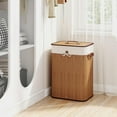 thumbnail image 7 of Bamboo Laundry Hamper with Lid, 72L Large & Tall Clothes Hamper with Removable Liner & Handles, Rectangular Laundry Basket for Small Spaces, Laundry Room, Bedroom (Black), 7 of 7