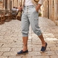 thumbnail image 3 of Tbopshirt Mens Capri Pants Cargo Pants for Men Fashion Casual High Waisted Walking with Button Solid Pockets Pants 3/4 Length Pant,M-3XL, 3 of 9