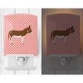 thumbnail image 2 of Caroline's Treasures BB7847CNL Miniature Mediterranian Donkey Pink Check Ceramic Night Light, 6x4x3", multicolor, 2 of 2