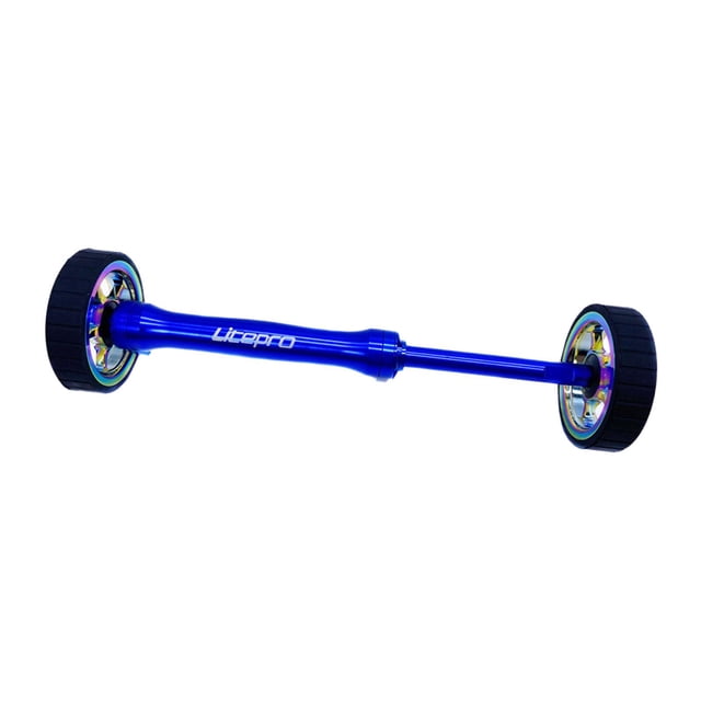 S SERENABLE Aluminum Alloy Bike Easy Wheel w/ Telescopic Rod Bar Rear Cargo Rack Blue