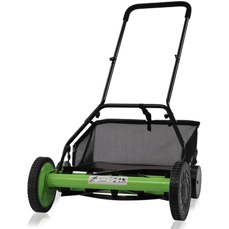 20 Inch Push Reel Lawn Mower 5-Blade Walk Behind Hand Manual Lawn Mower with Grass Catcher for Garden Yard Outdoor Power Tool (20inch)