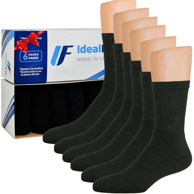 Calcetines deportivos para hombre IdealFit 6 pares algodón negro