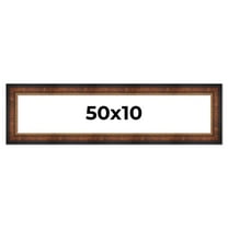 50x10 Frame Brown Walnut Gold Ornate Trim Solid Wood Plein Air Picture Frame | 3 Inch Moulding