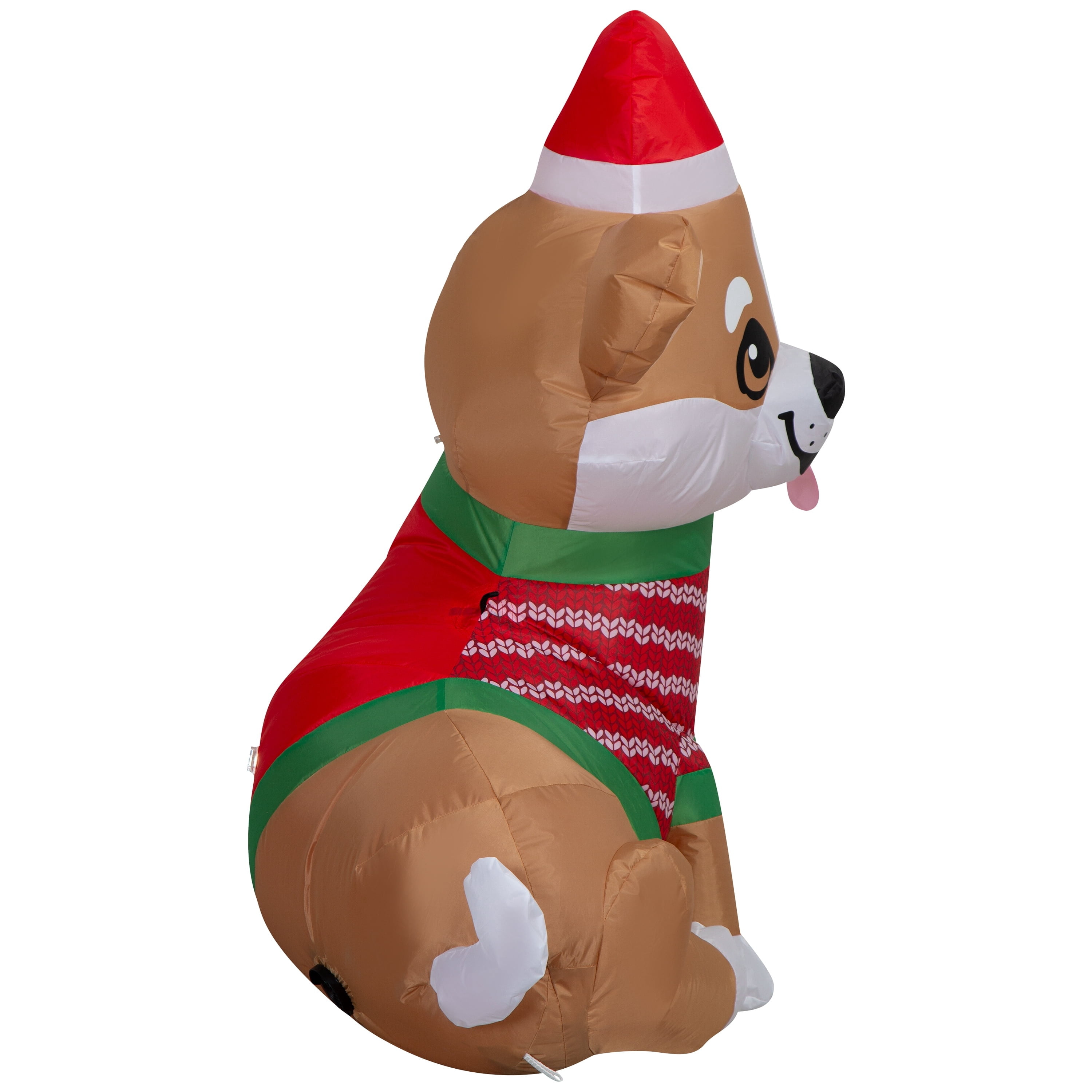 Multicolor Corgi in Sweater Christmas Airblown Yard Inflatable, 3.5', by Holiday Time