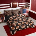 thumbnail image 2 of Erosebridal Brown Rugby Stars Print 7-Piece Twin Bedding Sets,American Ball Football Theme Bedding Comforter Set For Kids,Reversible black, 2 of 7