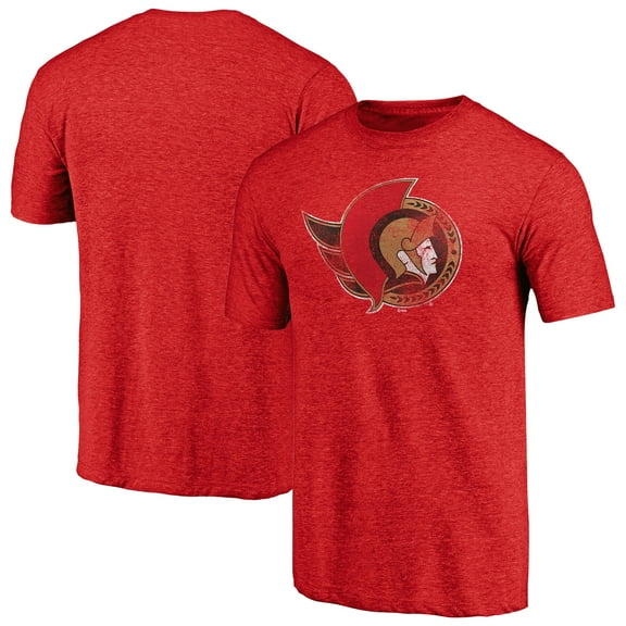 Men's Red Ottawa Senators Distressed Team Primary Logo Tri-Blend T-Shirt