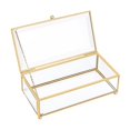 thumbnail image 2 of Milageto Glass Jewelry Box Clear Simple Cosmetic Storage Box for Rings Women Pendants Golden Round Head, 2 of 7