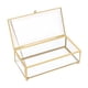thumbnail image 2 of Caja de almacenamiento cosmética transparente ligera del marco de latón del joyero de cristal Cabeza redonda dorada, 2 of 7
