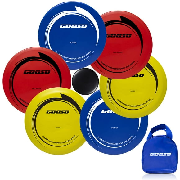 GOOSO Juego de discos de golf – Discos de rango medio para conductor y putter con bolsa de golf de disco para exteriores y patio trasero, plástico cómodo, paquete de 6