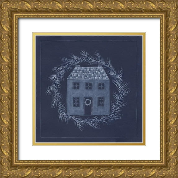 Shamp, Cindy 12x12 Gold Ornate Wood Framed with Double Matting Museum Art Print Titled - Blue House