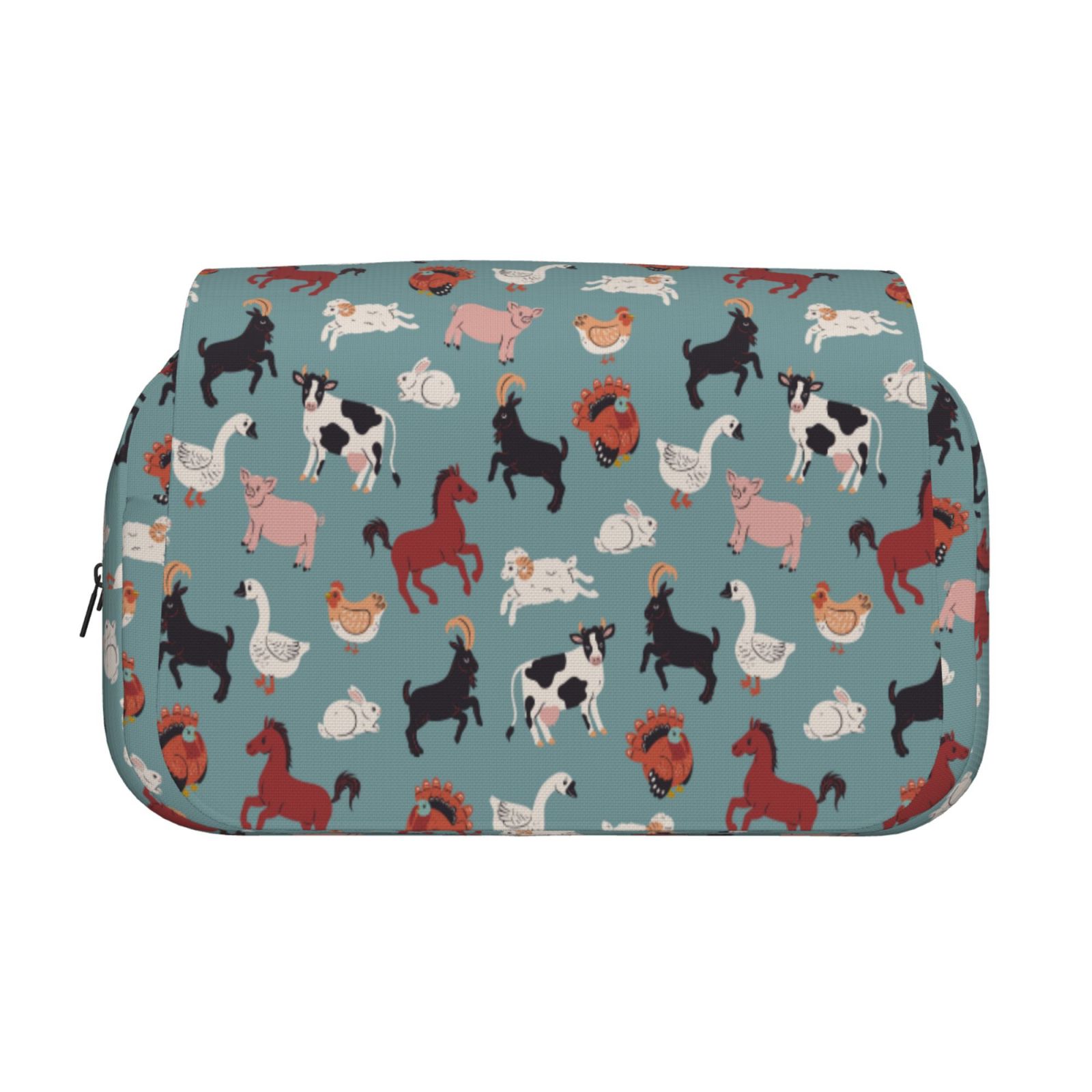 Rateoe Farm Animals 1 Pattern Double Clamshell Pen Case, Storage Organizer with Two Zipper Compartments– Holds Up to 50 Pencils & Pens