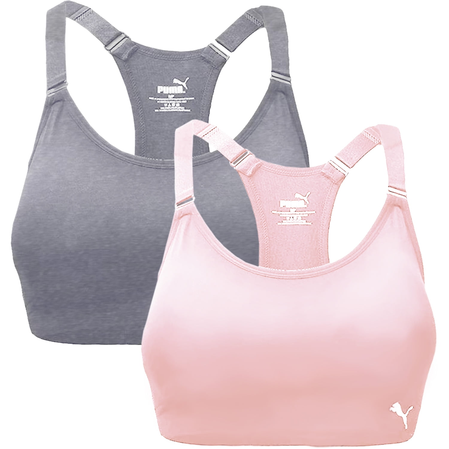 Puma Women's Sports Bra 2 Pack Seamless Removable Cups Size