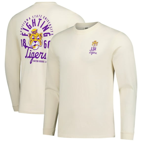 Men's Natural LSU Tigers Comfort Colors Mascot Overlay Long Sleeve T-Shirt