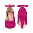 thumbnail image 5 of BLISSFUL STEP Women Ankle Strap Round Toe Stiletto Heels Pumps Hot Pink 6, 5 of 6