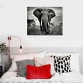 thumbnail image 4 of Leisuo Elephant Black &amp; White Wall Art - Rustic Canvas Painting - African Animal Picture - Natural Artwork for Bathroom &amp; Bedroom Decor 20x16/16x12", 4 of 4
