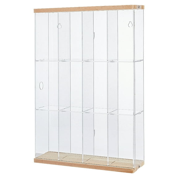3-Tier 4-Grid Transparent Acrylic Minifigures Organizer Dispaly Case with Wood Holds up to 12Pcs Action Figures for Dolls Building Block Storage Clear 38x7x38cm