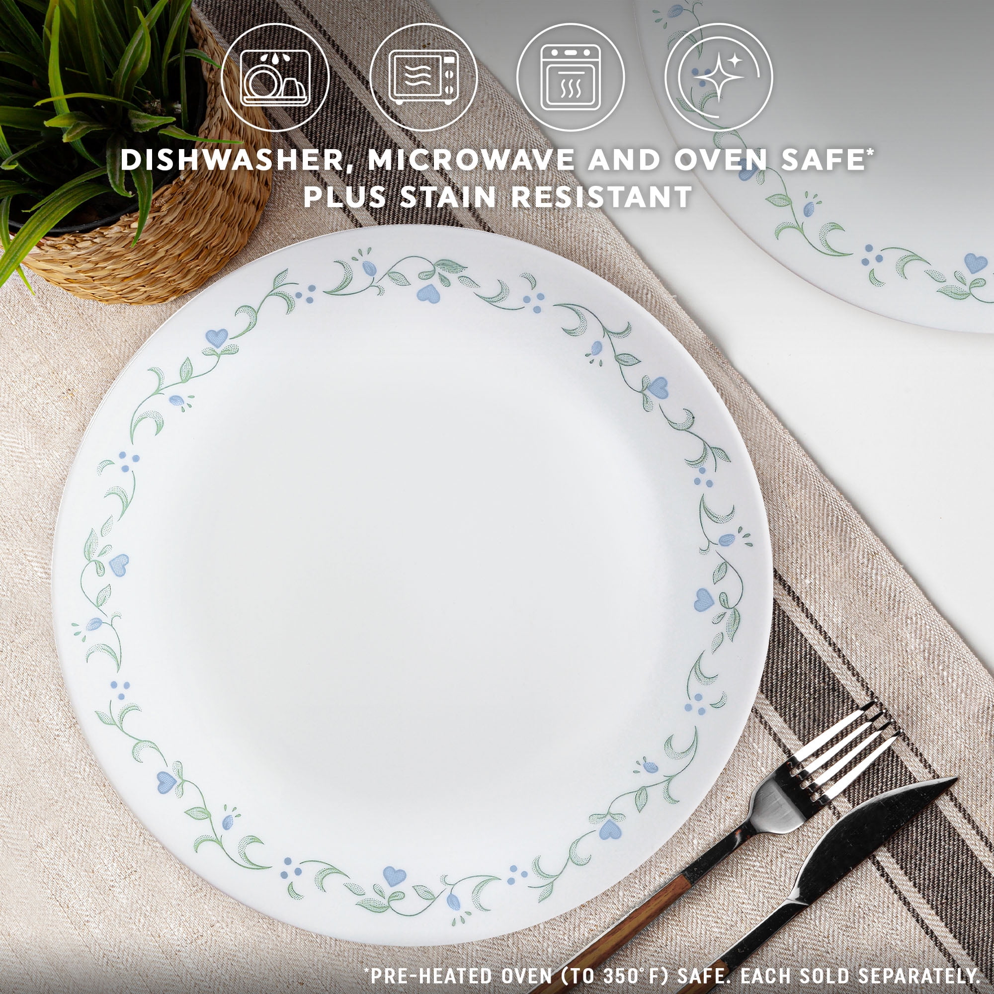 Corelle Country Cottage 10.25" Glass Dinner Plate (Set of 6)