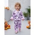 thumbnail image 5 of RUINIXCW Kids Toddler Baby Girl Halloween Silk Stain Pajamas Set Fall Sleepwear Ghost Print Fur Cuffs Long Sleeve Button Down Shirt and Pants Set Homewear Loungewear 1-8 Years, 5 of 9
