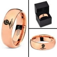 thumbnail image 4 of Tungsten Lighthouse Tower Building Structure Light Band Ring 7mm Men Women Comfort Fit 18k Rose Gold Dome Polished, 4 of 4