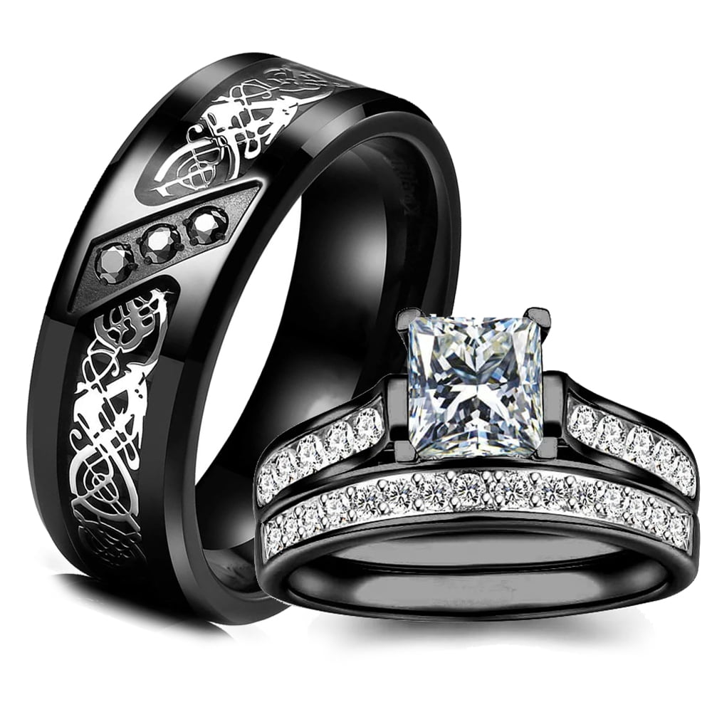 Ring Sets Dragon Couple Rings Fashion Couple Rings Women's White
