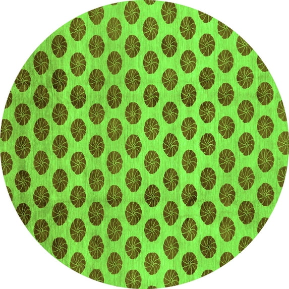 Ahgly Company Indoor Round Abstract Green Modern Area Rugs, 3' Round