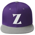 thumbnail image 2 of Daxton Classic Snapback Hat 3D Capital Alphabet Letters Flat Bill Visor Cap, Purple Light Grey Hat White Letter Z, 2 of 3