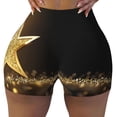 thumbnail image 2 of Fuzoiu Gold Glittering Stars Print Women's Workout Shorts,Workout Biker Shorts Women,Exercise Fitness Shorts,Scrunch Short, Athletic Shorts for Gym Yoga Running Sport Active-Medium, 2 of 8