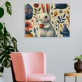 thumbnail image 3 of FCXZI  Watercolor Bunny Colorful Floral Canvas Wall Art Print Rabbit Easter Eggs Wildflowers Wall Art Painting Canvas Print Traditional Chinese Chinoiserie Art Print for Living Room  16x12in, 3 of 6