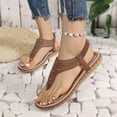 thumbnail image 5 of 2025 Womens Sandals Beach, Xunlbb Women's Large Size New Toe Clip Rhinestone Sandals Elastic Flat Shoes(Brown,Size:43), 5 of 6
