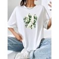 thumbnail image 1 of Stylish Leaf Graphic Casual Tee - Soft Round Neck, Short Sleeves, Versatile Sports Wear for Women - Perfect for Activewear, Outdoor, and Daily Life, 1 of 8