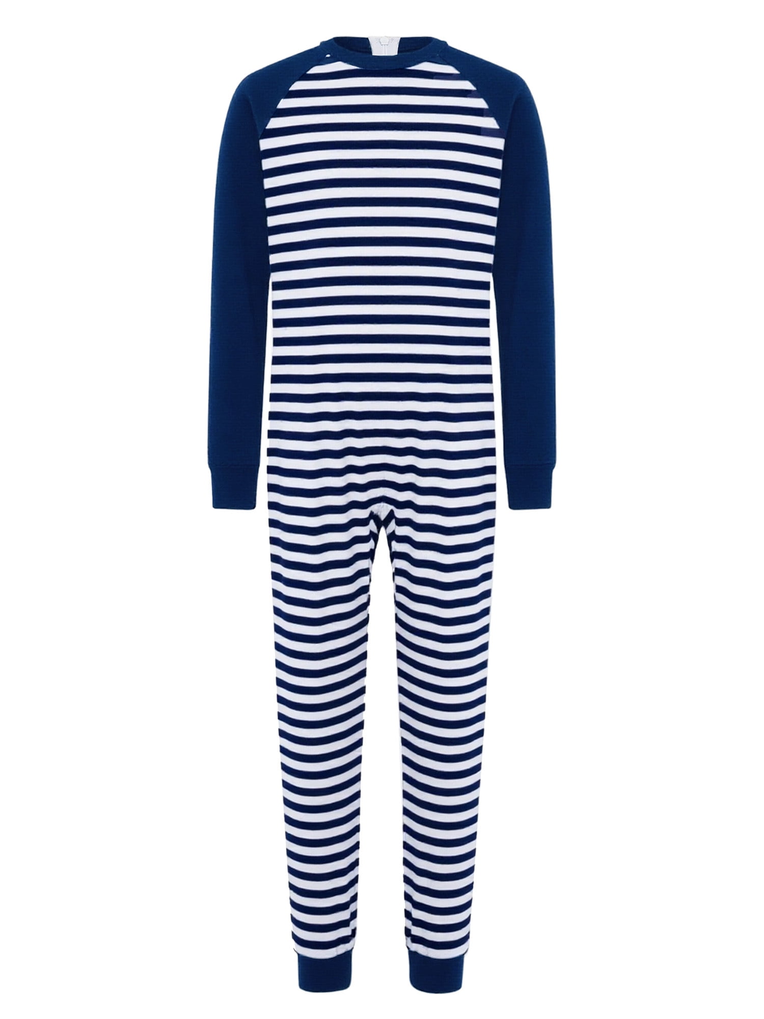 vastwit Adaptive Jumpsuit for Kids Autism Sensory Special Needs Anti-Strip Romper Striped One Piece Pajamas Navy Blue 16