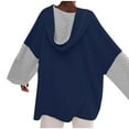 thumbnail image 3 of GA WEIHUA Women's Oversized Hoodies Striped Bell Long SLeeve Sweatshirts Casual Drawstring Loose Pullover Tops Trendy Drop Shoulder 2024 Y2K Clothes(Navy,XXL), 3 of 5
