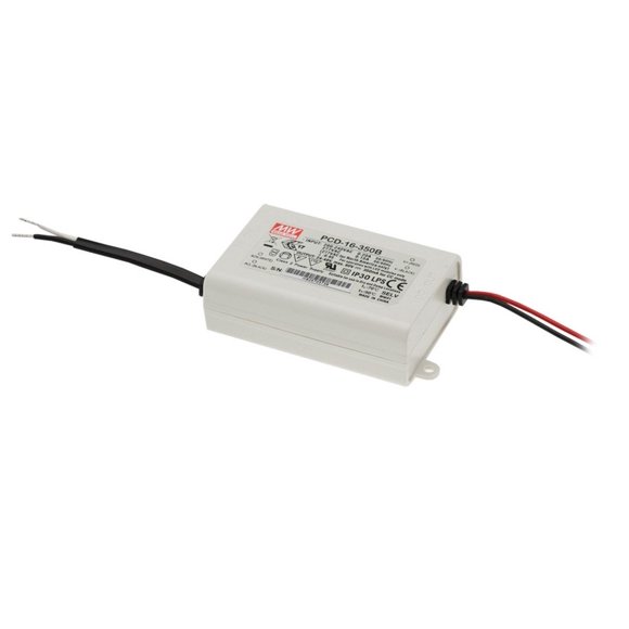 MEAN WELL PCD-16-700A LED Driver Enclosed Switching Power Supply, Phase Dimmer Range 90-135VAC, 16 to 24 Volt, 0.7 Amp, 16.8 Watt