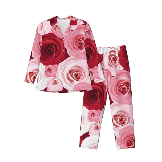 Balery Rose Pijama para Hombre de Dos Piezas con Manga Larga, Conjunto de Dormir y Descanso Suave con Bolsillos-X-Large