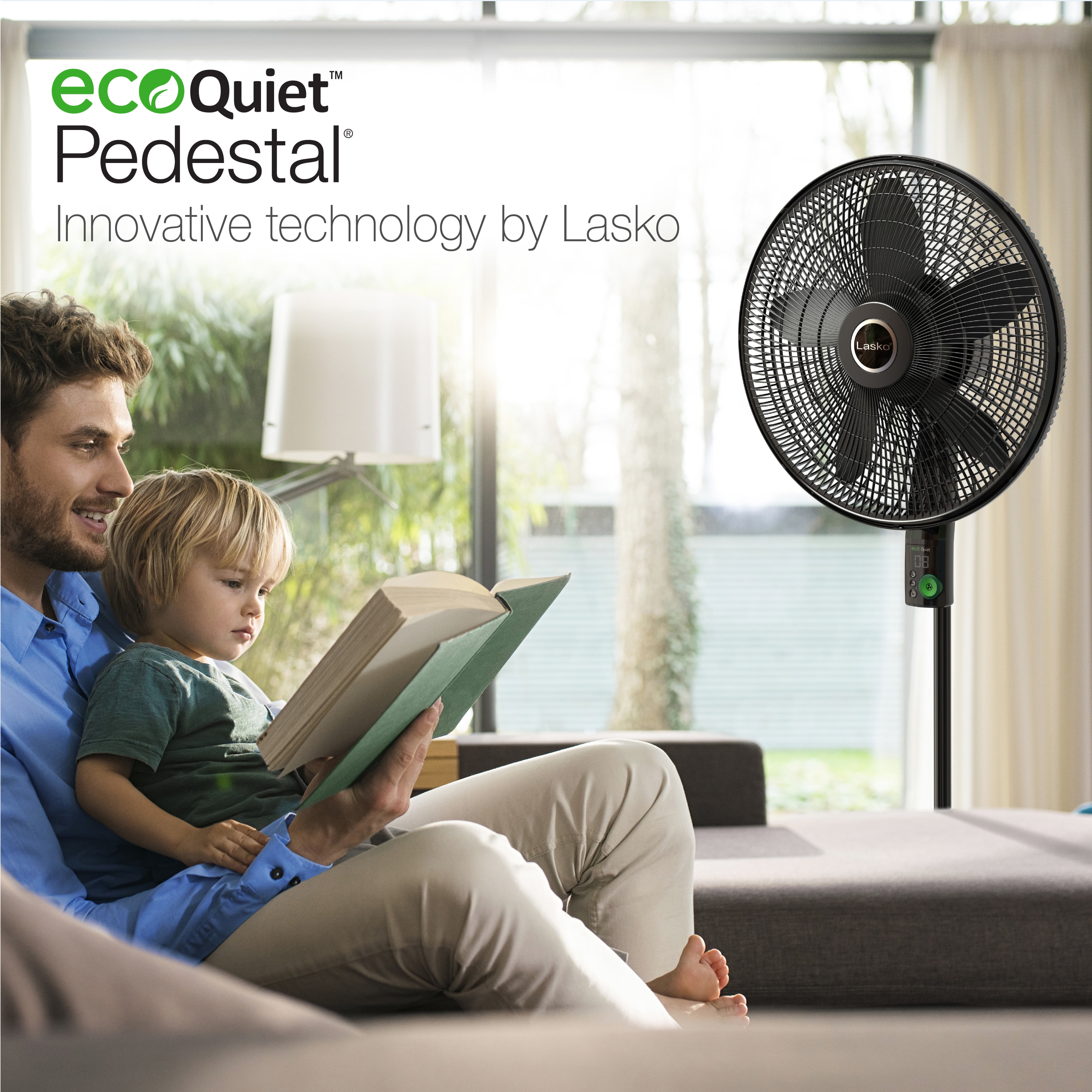 Lasko Oscillating 18” EcoQuiet DC Motor 12-Speed Pedestal Fan with Remote,  S18708, Black - Walmart.com