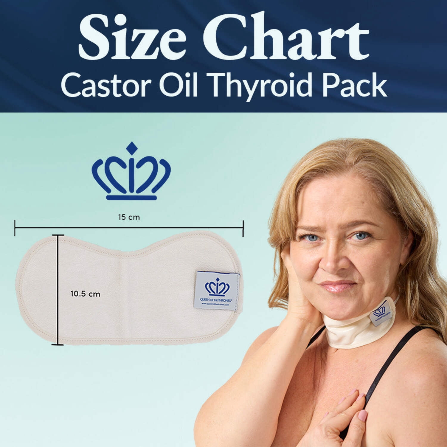 Queen of the Thrones Thyroid Castor Oil Pack Bundle, Includes Organic Golden Castor Oil, 3.38 fl oz
