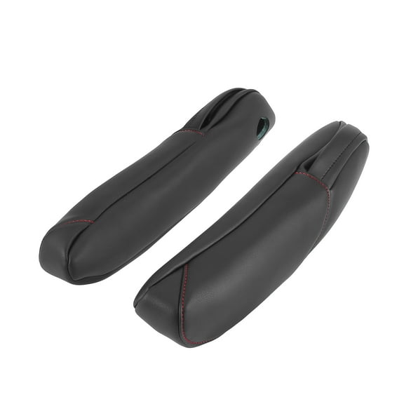 Pair Microfiber Leather Car Front Seat Armrest Cover Black with Red Line for Honda CRV 2010-2011