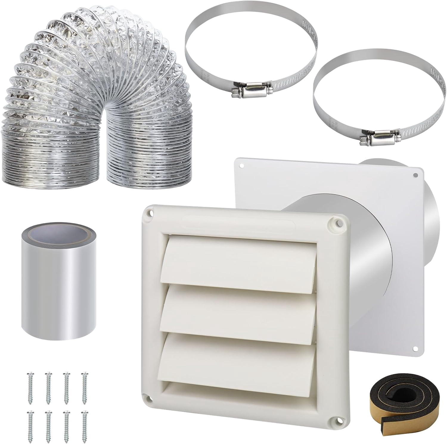 Dryer Vent Kit Through Wall with Hose/Duct Connector/Wall Plate,3 Inch Dryer Vent Hose Connector Ducting Kit for Bathroom Exhaust Fan Ventilation,Ceiling Washer Air Circulation